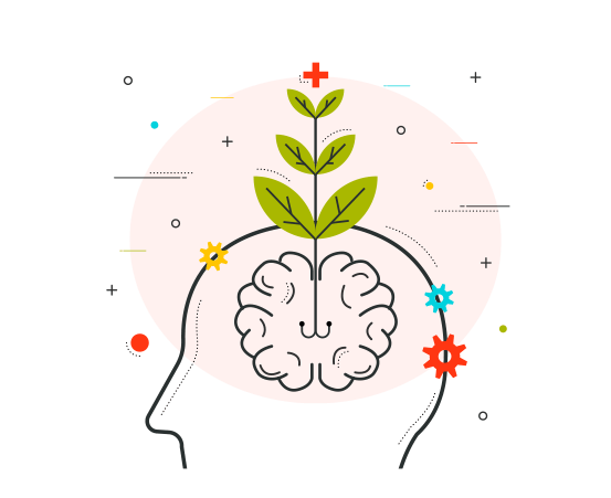 A cartoon image displaying a plant growing inside brain depicting
increasing knowledge from reading nurture magazines